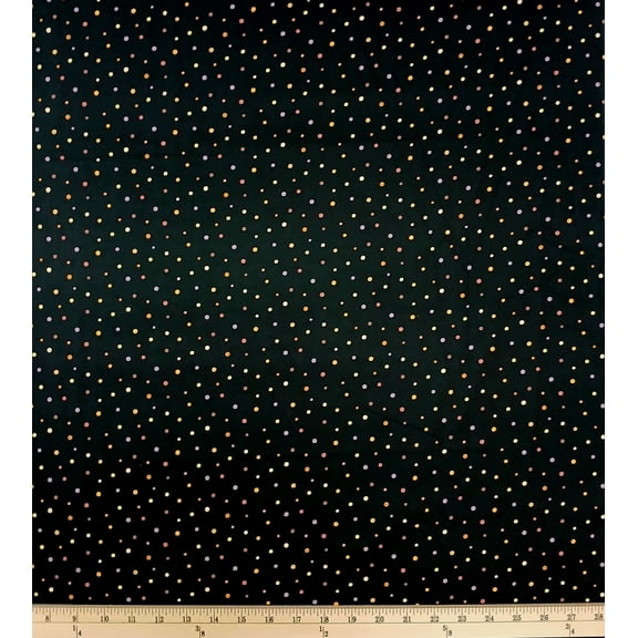 Cotton Whose Nose & Toes Polka Dots Circles Patterns Colorful Elizabeth Studios Cotton Fabric Print by the Yard (626BLACK)