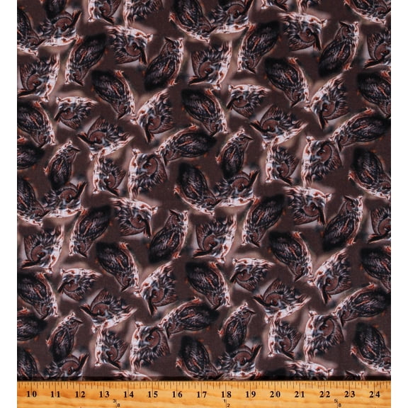 Cotton Wildlife Owls Allover Birds Animals Multicolor Cotton Fabric Print by the Yard (133149)