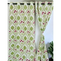 Cotton Window Curtains – Boho Multicolor Design – 2 Panels – Premium Thick Fabric(Green)