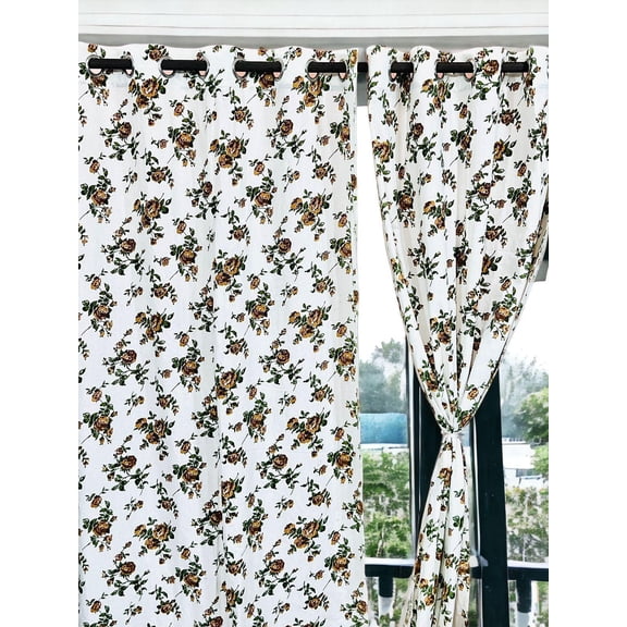 Cotton Window Curtains – Boho Multicolor Design – 2 Panels – Premium Thick Fabric(Mustered)