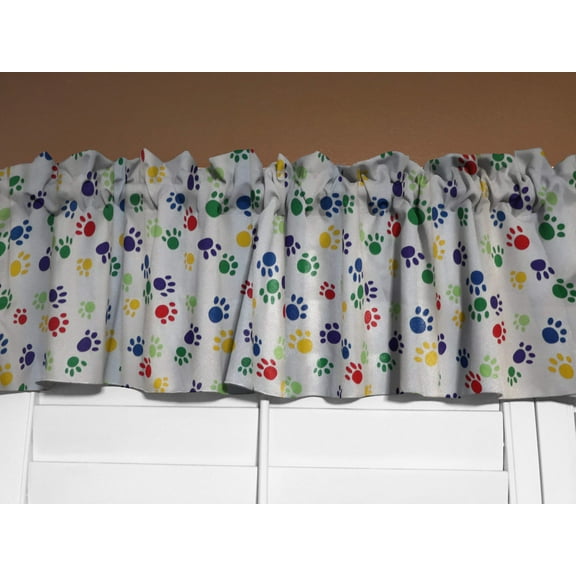 Cotton Window Valance Animal Paw Print 58 Inch Wide