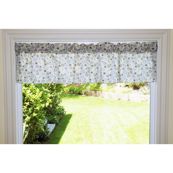 Cotton Window Valance Animal Print 58 Inch Wide Ducks and Stars Grey