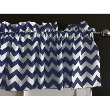 Cotton Window Valance Chevron Zig Zag 58 Inch Wide Navy