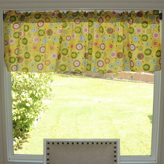 Cotton Window Valance Circles Print 58 Inch Wide Yellow