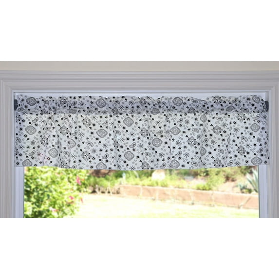Cotton Window Valance Floral Paisley Bandanna Print 58 Inch Wide White