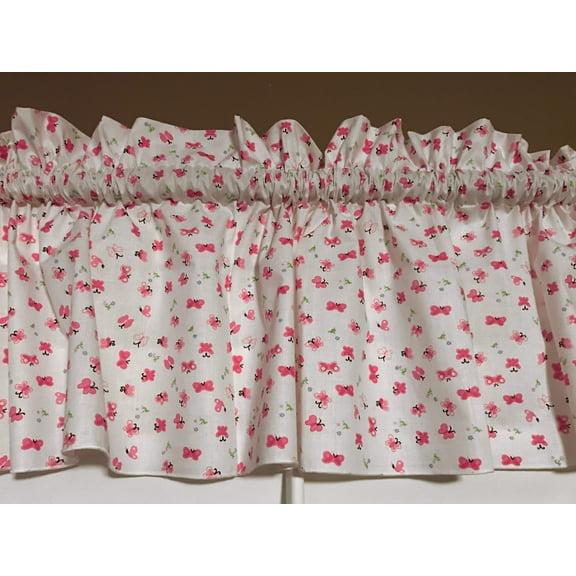 Cotton Window Valance Floral Print 58 Inch Wide Butterfly Pink