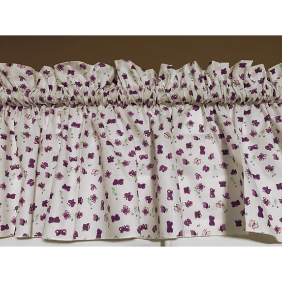 Cotton Window Valance Floral Print 58 Inch Wide Butterfly Purple