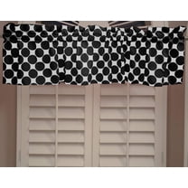 Cotton Window Valance Polka Dots Print 58 Inch Wide / Large Dots Black on White