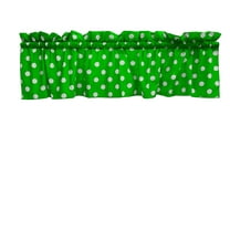 Cotton Window Valance Polka Dots Print 58 Inch Wide / White on Green