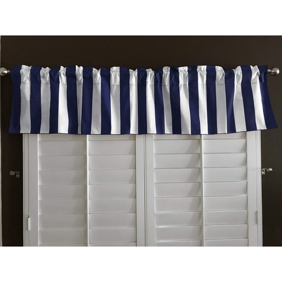 Cotton Window Valance Stripe Print 58 Inch Wide / 2 Inch Stripe Navy