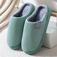 thumbnail image 1 of Cotton Winter Fuzzy House Slippers for Women, Men, Fleece Lined Warm Indoor, Outdoor Slipper, Cozy Memory Foam Non-Slip Shoe, Winter Warm Slippers(Green 38), 1 of 5