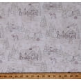 thumbnail image 1 of Cotton Winter Seasonal Christmas Night Snow Snowmen Snowman Cabins Campers Trailers Tents Camping Trees Deer Jolly Wonderland Cream Cotton Fabric Print by the Yard (R19-0823-1042), 1 of 1