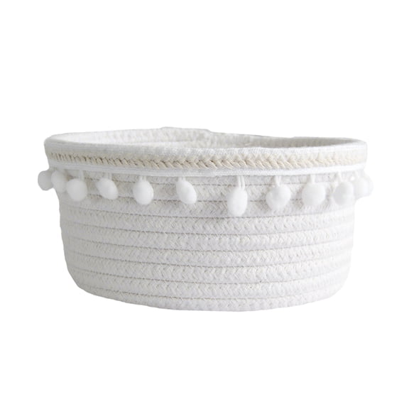 Cotton Wire Storage Basket Desktop Sundries Storage Frame Hair Bulb Cotton Rope Storage Basket White Ribbon Hairball