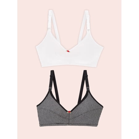 Leading Lady, The Uma, Wireless Nursing Bra, Unpadded, Postpartum Breastfeeding, Nursing Clips, Inner Sling, Cotton, 2 Pack (Women's)