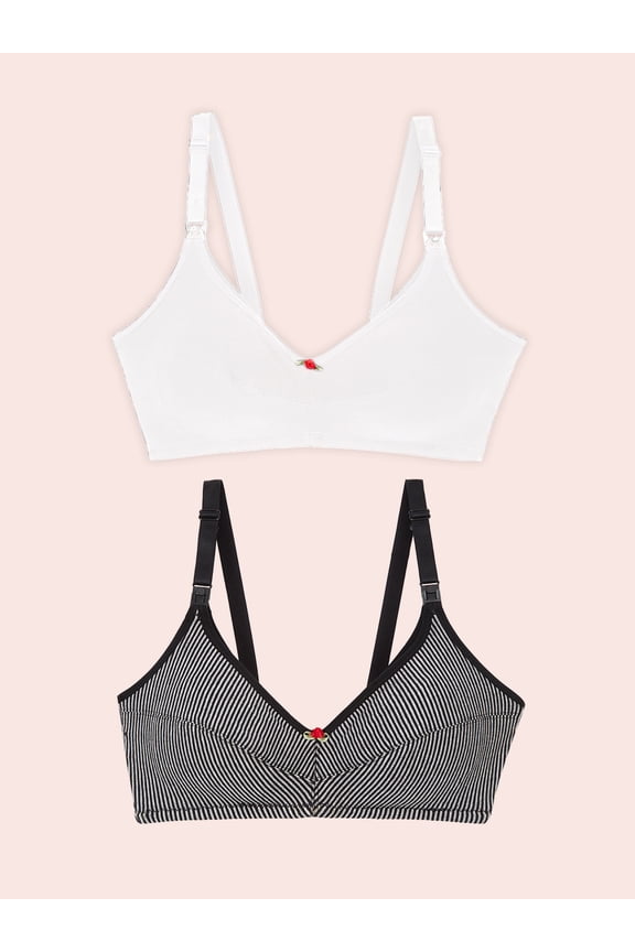 , The Uma, Wireless Nursing Bra, Unpadded, Postpartum Breastfeeding, Nursing Clips, Inner Sling, Cotton, 2 Pack (Women's)