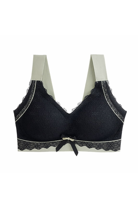 Cotton Wireless Bras for Women Bra Ultra-Thin Cup No Underwire Push up Sleep Bra V-Neck Padded Bra Feature Hook and Eye Closure Training Bra Style Y-418 , Black XXL