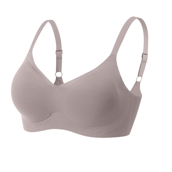 Cotton Wireless Bras for Women Woman Ladies Bra Without Underwire Plus Size Lingerie Underwire Nursing Bras V-Neck Push-up Bra Hook and Eye Closure Demi & Balconette Bra Style Y-102 , Gray S