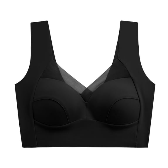 Womens Cotton Wireless Bras Lightly Lined Bra Feature V-Neck Full-Figure Bra Hook and Eye Closure Push Up Bra Style W-727 XXL