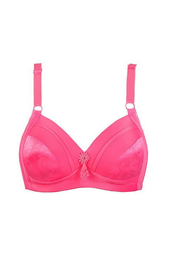 Cotton Wireless Bras for Women Pullover Bra Feature V-Neck Longline Bra Style W-1476 Hook and Eye Closure Push Up Strapless Bra Pinks-a 44