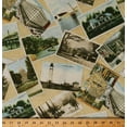 thumbnail image 1 of Cotton Wisconsin Postcards State Landmarks Sightseeing Tourists Travel Destinations United States America USA American Travel Quilt Wisconsin 2014 Cotton Fabric Print by the Yard (37061), 1 of 1