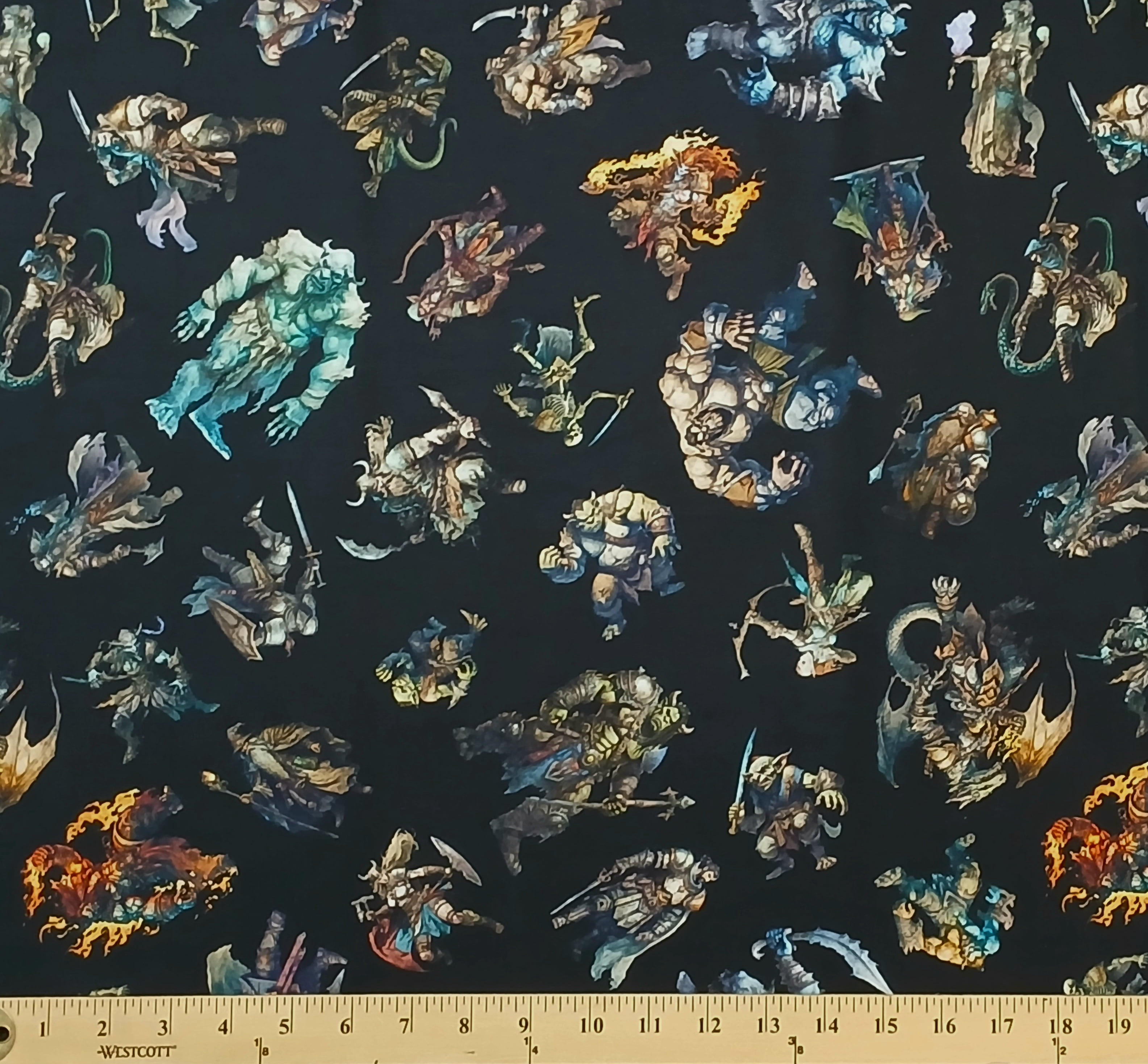 Cotton Wizards and Warriors Ogre Fantasy Viking Troll Quilting Treasures Cotton Fabric Print by the Yard (2600-30240-J)