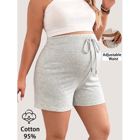 Cotton Women's Plus Size Maternity Shorts Adjustable Waist Casual Shorts Athleisure for Summer Outfits
