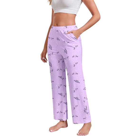 Cotton Womens Pajamas Pants Pjs With Pockets Pajama Bottoms Soft Printed Lounge Pants Wide Leg Sleep Pants M-3XL