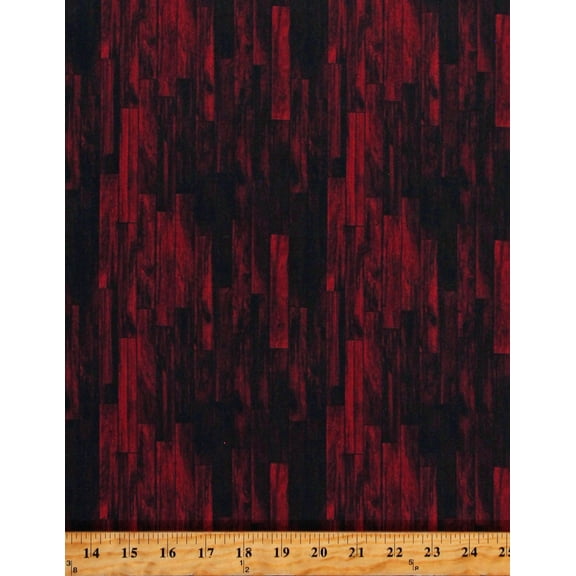Cotton Wood Plank Red Wood Flooring Barn Wood Tree Woodsy Siding Cotton Fabric Print by the Yard (129845)