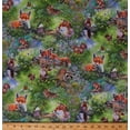 thumbnail image 1 of Cotton Woodland Animals Foxes Rabbits Squirrels Chipmunks Meadow Flowers Realistic North American Wildlife Nature Cotton Fabric Print by the Yard (AQHD-19184-270 MEADOW), 1 of 1