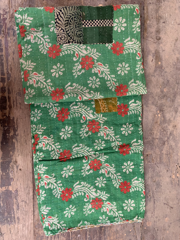 Cotton Work Indian Gudari Handmade Reversible Bedspread Stitched Winter Blanket
