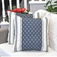 thumbnail image 1 of Cotton Woven Designer Throw Pillow Cover, Navy Blue / Cream White, 16 x 16 inches | Square Cushion Covers Set of 2, 1 of 8