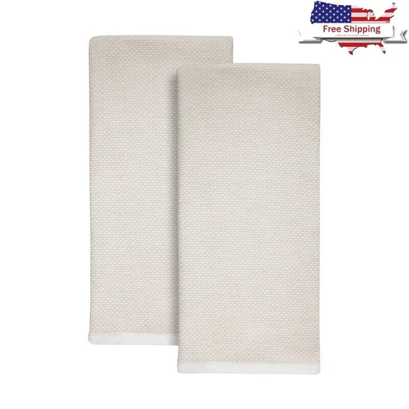 Cotton Woven Kitchen Towels 2 Pack Absorbent Soft Fast-Drying Machine Washable