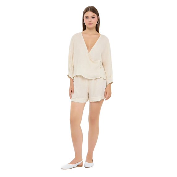 Cotton Wrap Buttoned Long Sleeve Coords