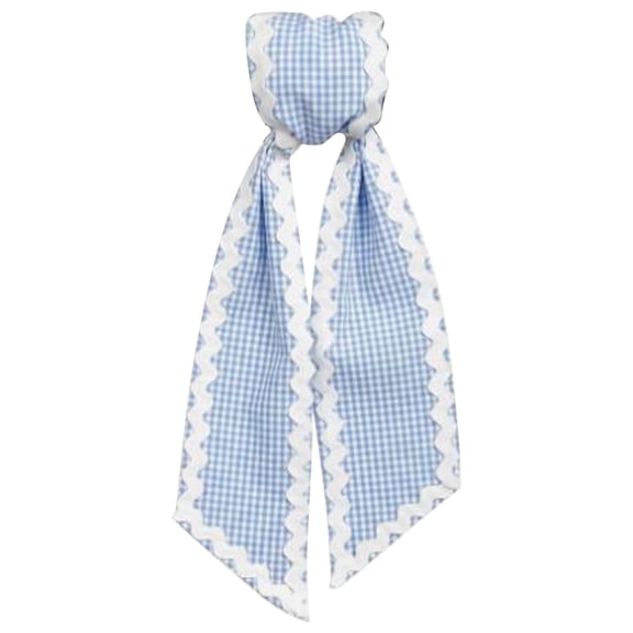 Cotton Wreath Sash With Ric Rac Trim for Front Door, Indoor Outdoor Decorative Garland Ribbon for Holiday Wreaths and Bridal Shower Decor,Blue 150*9.5cm