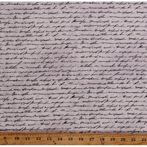 Cotton Writing Manuscript Handwriting Letters Words Script Cream Cotton Fabric Print by the Yard (116608)