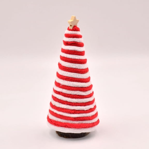 Cotton Yarn Cone Christmas Tree Mini Rustic Tabletop Xmas Tree with Topper Stars Xmas Table Centerpiece for Holiday Home Tiered Tray Wedding Decor