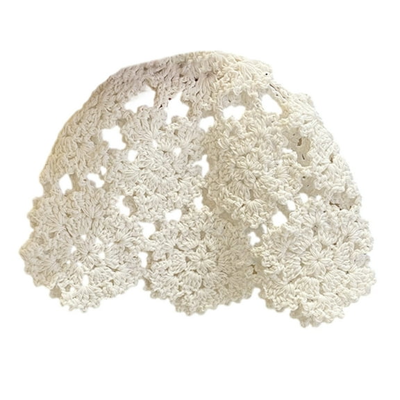 Cotton Yarn Crochet Brimless Hat with Hollowout Flower Designs for Women Girl Casual and Travel Outfit All Matching