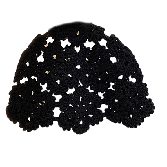 Cotton Yarn Crochet Brimless Hat with Hollowout Flower Designs for Women Girl Casual and Travel Outfit All Matching