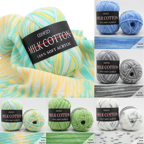 Dmlowu Cotton Yarn, Milk Cotton Yarn for Crocheting, Extra Soft Crochet Yarn for Sweaters Gloves Scarf Diys Toys, 1.8oz/50g Multicolor Wool Yarn for Knitting