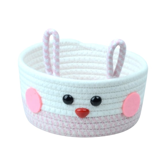 Cotton Yarn Storage Basket – Cute Bunny-Shaped Knitting Organizer for Skeins, Toys & Snacks, 5.9" Diameter × 3.1" H