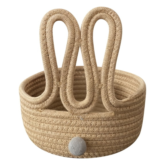 Cotton Yarn Storage Basket – Cute Rabbit-Shaped Knitting Organizer for Craft Supplies, Toys, Snacks & Small Items – Beige