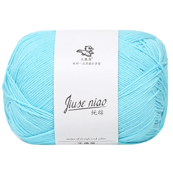 Cotton Yarn for Knitting 50G Light Blue, ba-by Wool Thread for Hand Knitting, Soft Breathable Yarn for Sweaters Scarves Diy Crafts