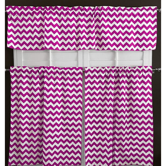 Cotton Zig-zag Chevron 3 Piece Window Valance Set (10 Colors)
