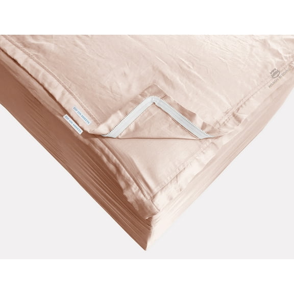 Cotton Zipper Fitted Sheet Cal King Size(72X84) - Includes 2 Zip On Sheets +1 Bottom Fitted Base - Fit's 12” In Deep Pocket - Zip On Sheets Easy to Change - 600 TC Cotton Fitted Sheet - Blush Color