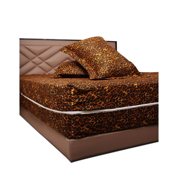 Cotton Zipper Fitted Sheet- King Size Luxurious bedding Cotton Zipper Fitted Sheet 8" Inch Deep Pocket - 600 Thread Count Cotton Zipper Mattress Cover King - Leopard Print