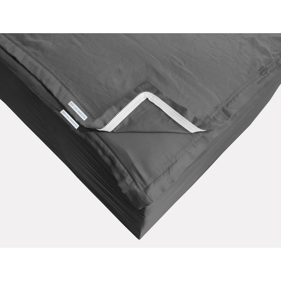 Cotton Zipper Fitted Sheet Queen Size(60X80) - Includes 2 Zip On Sheets +1 Bottom Fitted Base - Fit's 12” In Deep Pocket - Zip On Sheets Easy to Change - 600 TC Cotton Fitted Sheet - Dark Grey Color