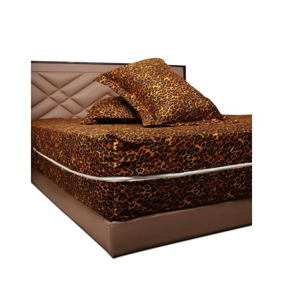 Cotton Zipper Fitted Sheet- Twin-Xl Size Luxurious bedding Cotton Zipper Fitted Sheet 8" Inch Deep Pocket - 600 Thread Count Cotton Zipper Mattress Cover Twin-Xl - Leopard Print