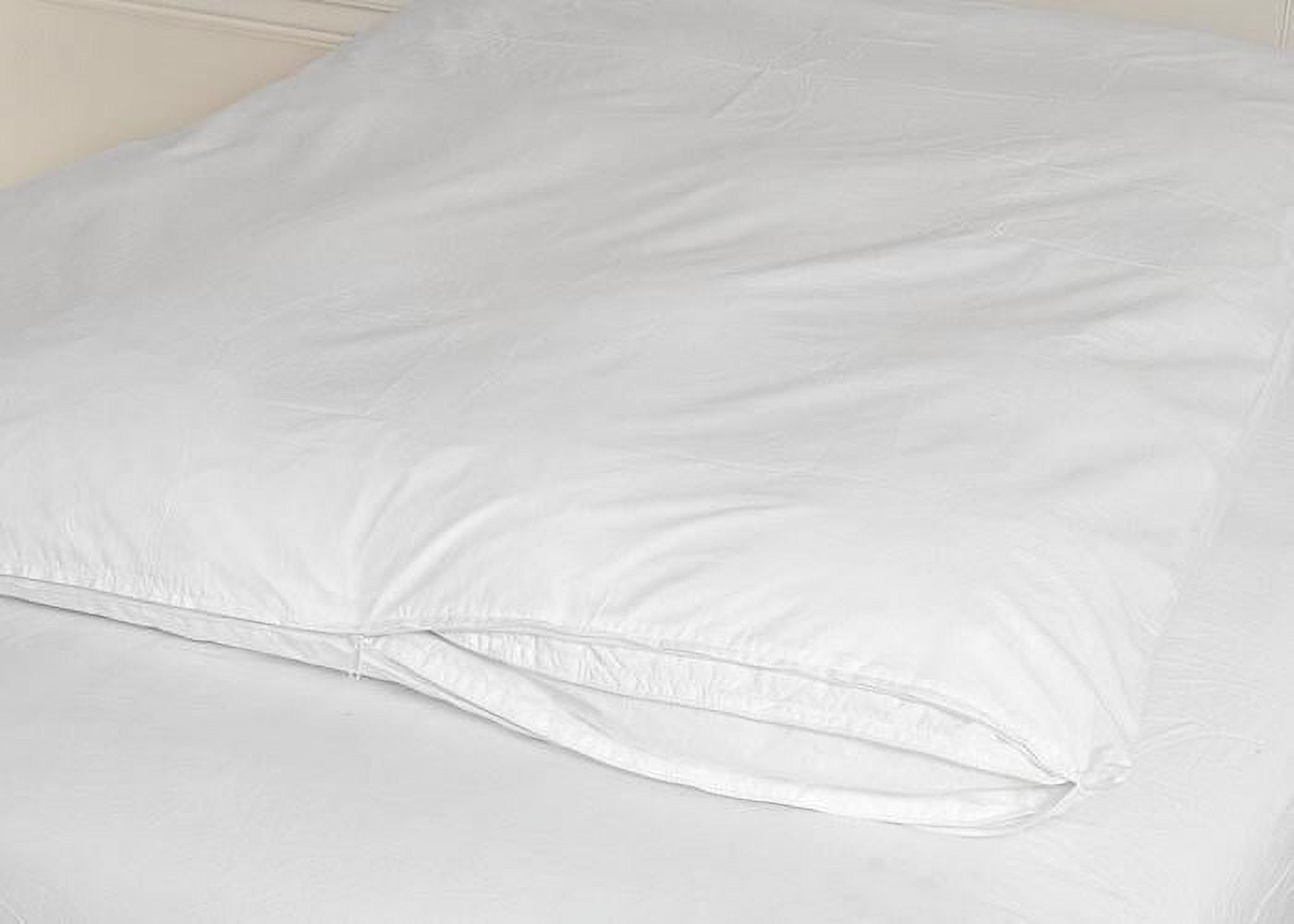 Cotton Zippered Feather Bed Cover WHITE / Twin