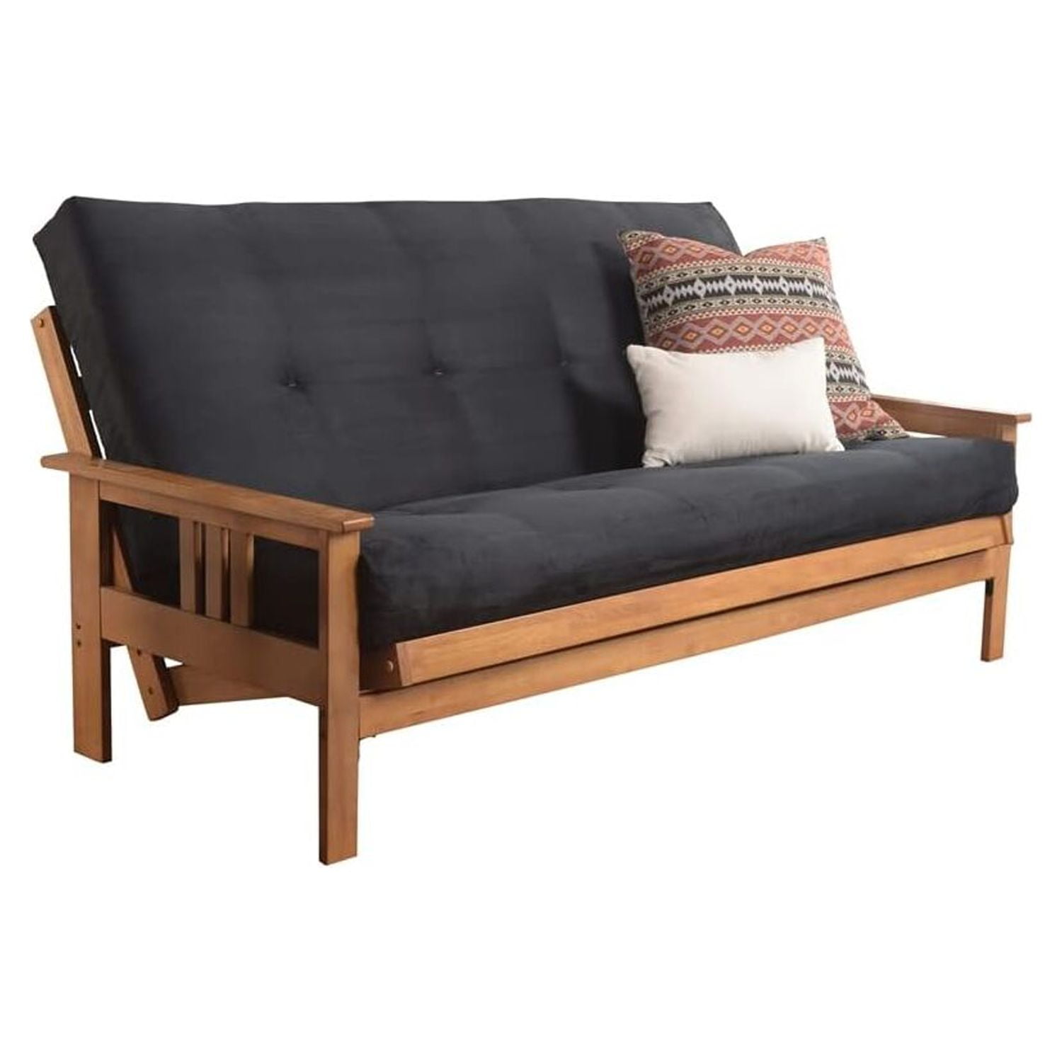 Full-Size Black Suede Cotton Foam Futon Mattress