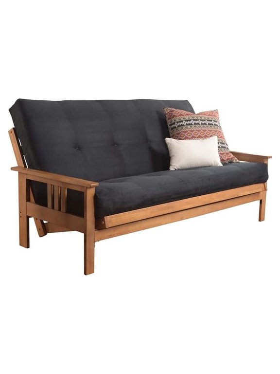 Cotton and Foam Full-size Futon 7" Mattress in Suede Black-Frame Not Included